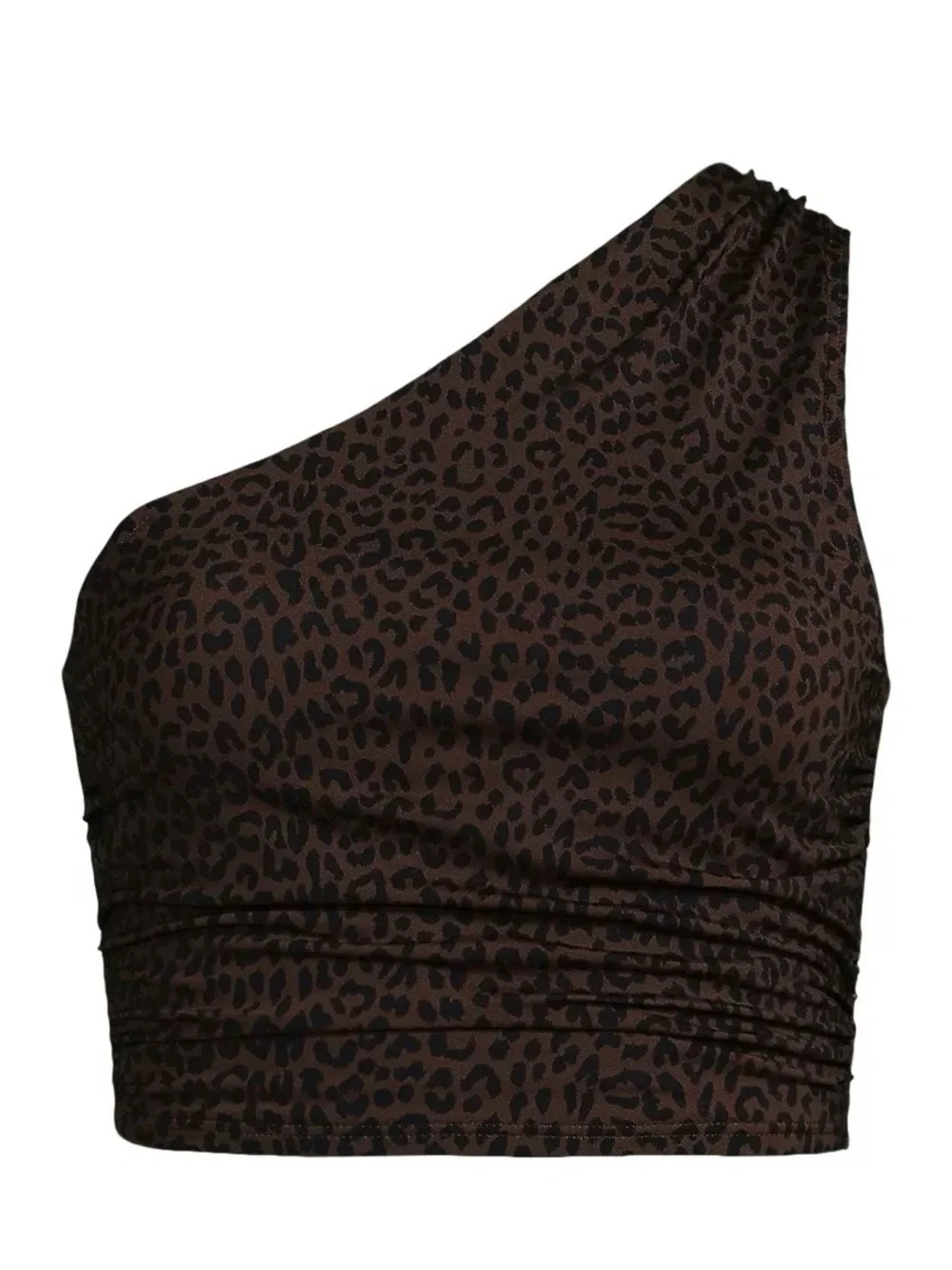 Lands end One-Shoulder Leopard Print Swim Top